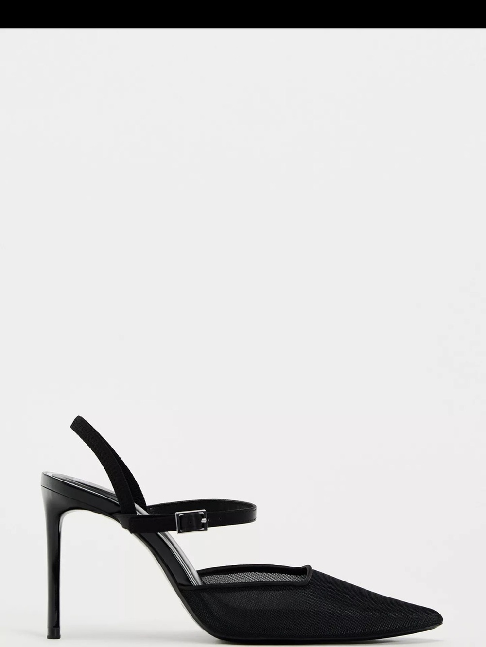 Zara Black Pointed Mesh Slingback Stiletto